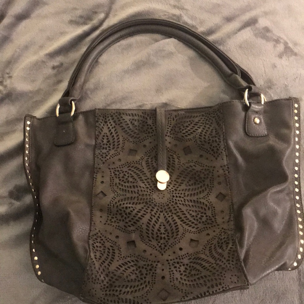Grey faux leather handbag